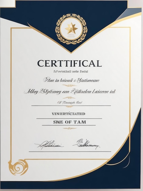 Moderne modèle de certificat bleu et blanc