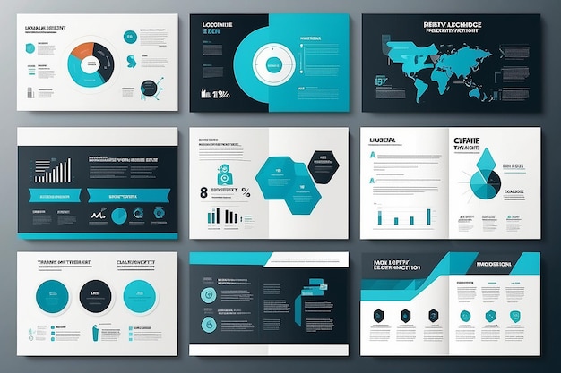 Modernes modèles de diapositives de présentation éléments infographiques ensemble de modèles pour l'impression web brochure de rapport annuel