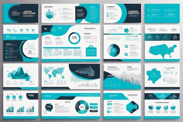 Modernes modèles de diapositives de présentation éléments infographiques ensemble de modèles pour l'impression web brochure de rapport annuel