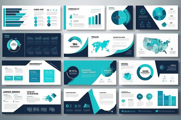 Photo modernes modèles de diapositives de présentation set de modèles d'éléments infographiques pour l'impression sur le web