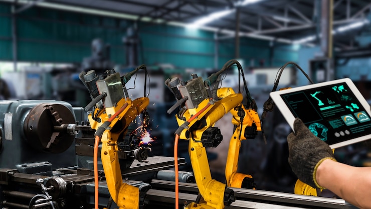 Photo modernisation des bras robotiques industriels intelligents pour une technologie d'usine innovante