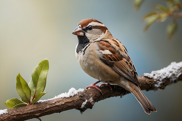 un moineau de maison sur une branche