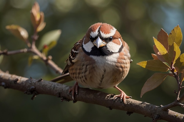 un moineau de maison sur une branche