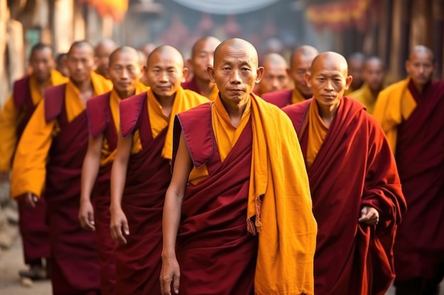 Photo les moines geluk pa célèbrent le festival de lhosar au monastère de shechen