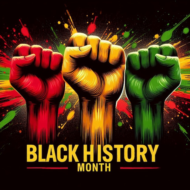 Le mois de l'histoire noire: l'unité, la conception de l'affiche du mois d'histoire noir, les images de la journée du peuple noir