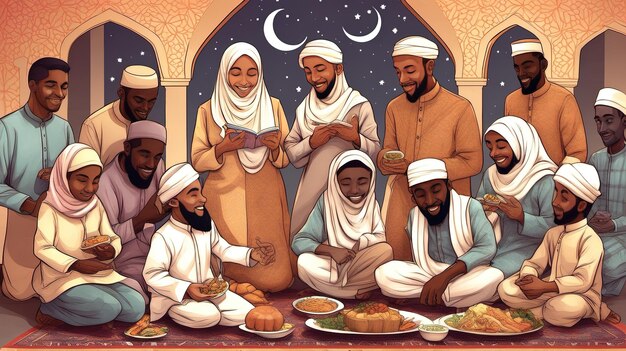 Photo le mois de ramadan est heureux.