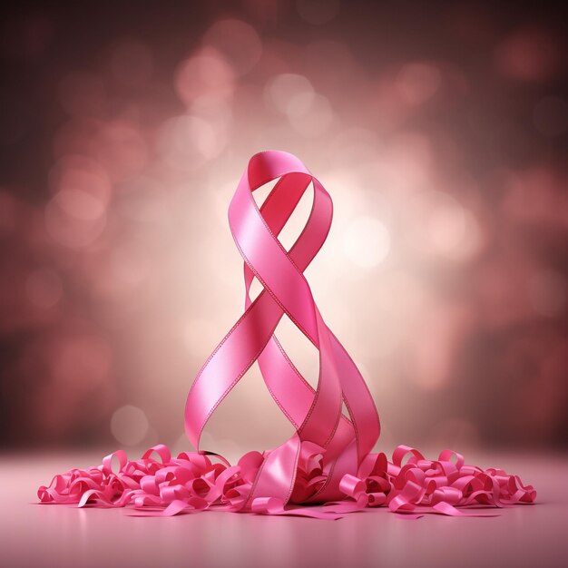 Photo mois de sensibilisation au cancer du sein femme en t-shirt rose avec main tenant un ruban rose pour soutenir