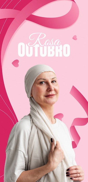 Le mois de la sensibilisation au cancer du sein avec le texte de outubro rosa