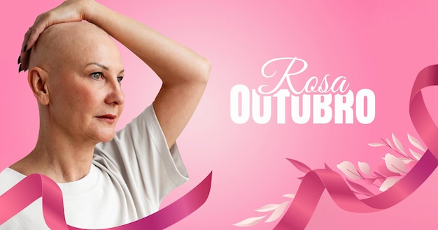 Le mois de la sensibilisation au cancer du sein avec le texte de outubro rosa