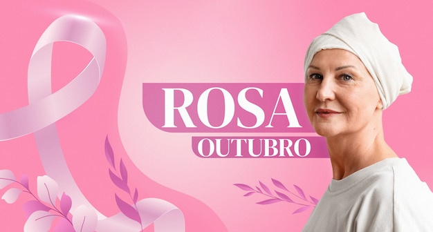 Le mois de la sensibilisation au cancer du sein avec le texte de outubro rosa