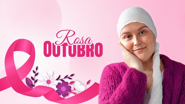 Le mois de la sensibilisation au cancer du sein avec le texte de outubro rosa