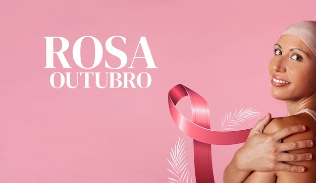 Le mois de la sensibilisation au cancer du sein avec le texte de outubro rosa