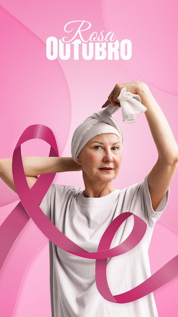 Le mois de la sensibilisation au cancer du sein avec le texte de outubro rosa