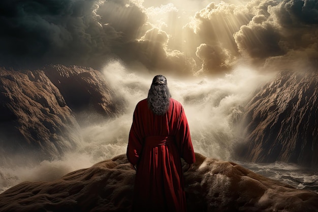 Moïse séparant la mer Rouge Exode de la Bible