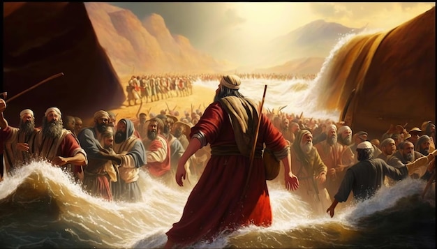 Moïse traversant la mer rouge Ai Generated Image