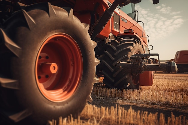 La moissonneuse à la ferme d'automne