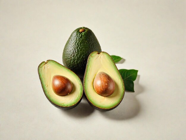 Photo la moitié d'un avocado sur un fond clair