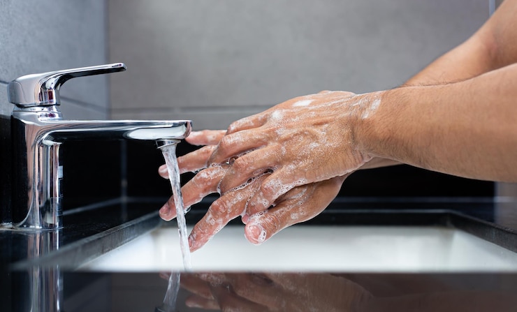 Photo la moitié d'une femme dans la salle de bain à la maison
