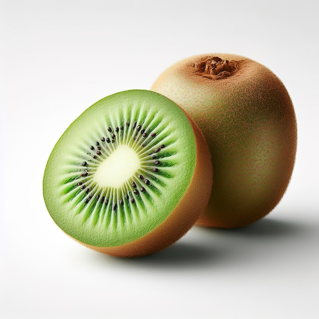 moitié de kiwi deux pices sur fond blanc