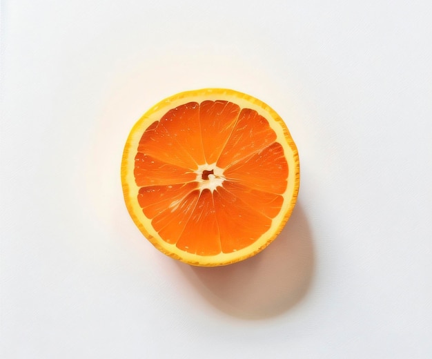 La moitié d'une orange sur fond blanc