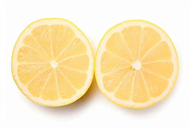 Photo des moitiés de pomelo isolées sur un grand grapefruit jaune blanc coupé un régime alimentaire sain pummelo un pomelo entier sur un fond blanc illustration générative d'intelligence artificielle