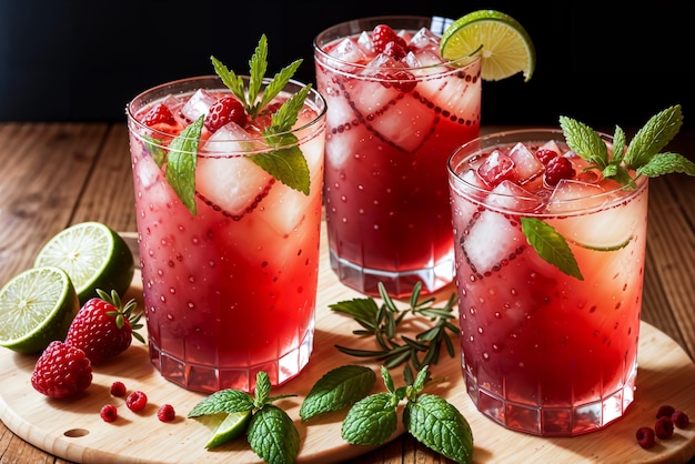 un mojito framboise romarin