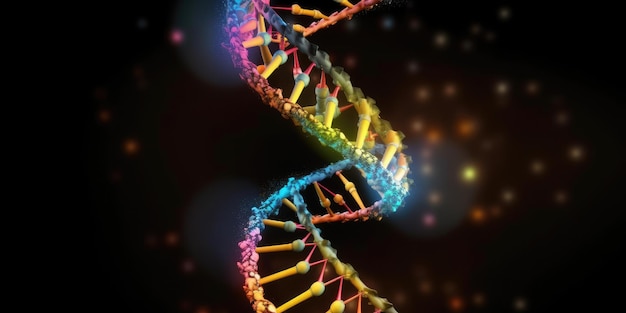 Molécule d'ADN double hélice colorée