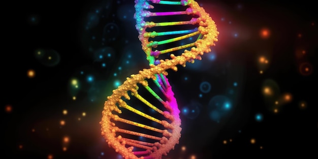 Molécule d'ADN double hélice colorée