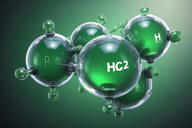 Molécule de gaz d'hydrogène vert H2