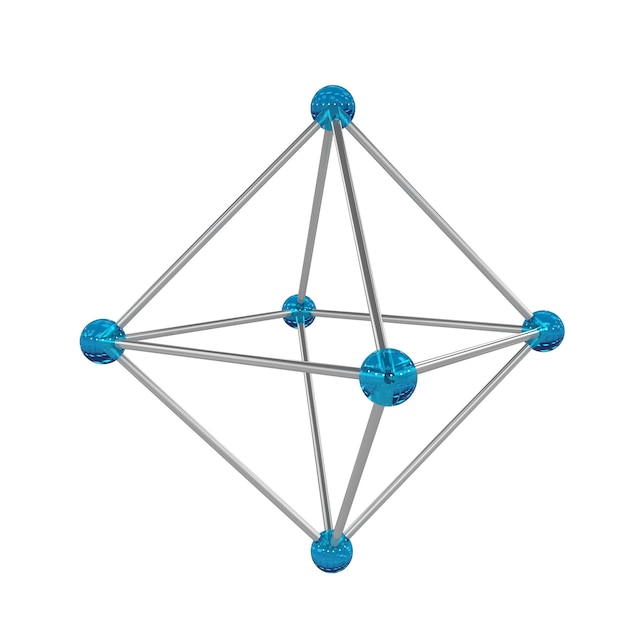 molécule, illustration 3d du réseau cristallin, rendu 3D