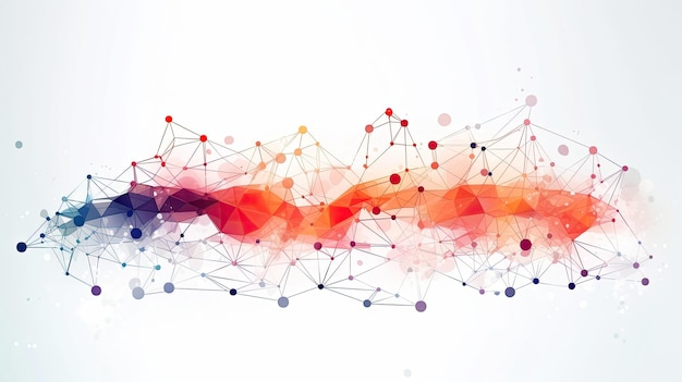 Molécule d'illustration lignes connectées avec des points et forme de polygone Données numériques abstraites générées par l'IA