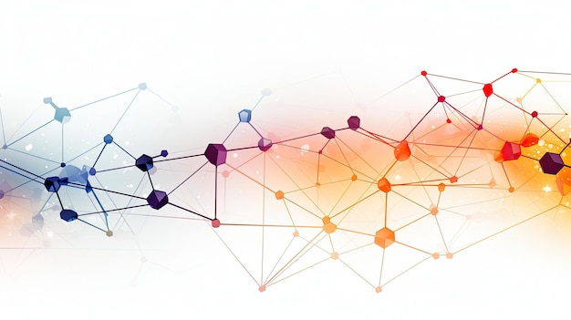 Molécule d'illustration lignes connectées avec des points et forme de polygone Données numériques abstraites générées par l'IA