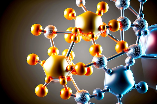 Molécule modèle tridimensionnel libre avec des connexions et des sphères de différentes tailles