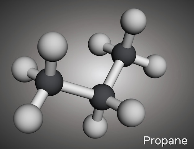 Molécule de propane C3H8 Il s'agit d'un modèle moléculaire 3D d'alkane à trois carbones