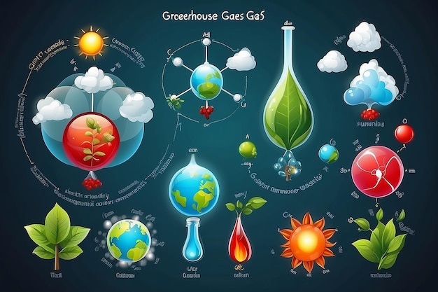 Photo molécules de gaz à effet de serre