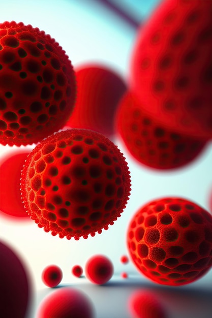 Molécules de virus rouge 3D