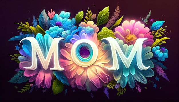 MOM in Bloom Un arrangement floral coloré pour célébrer la fête des mères Generative AI