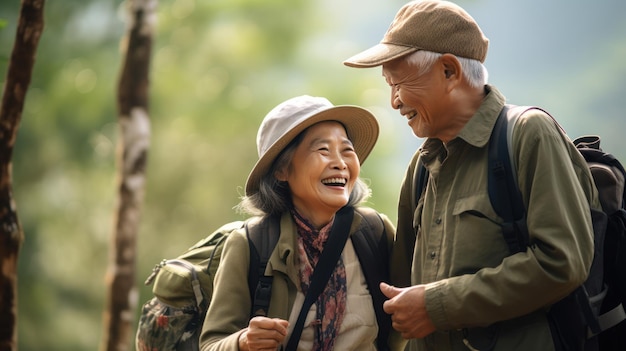 Moment d'amour entre un couple de personnes âgées thaïlandaises