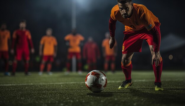 Photo le moment où la balle sort du pied dans le coup franc.