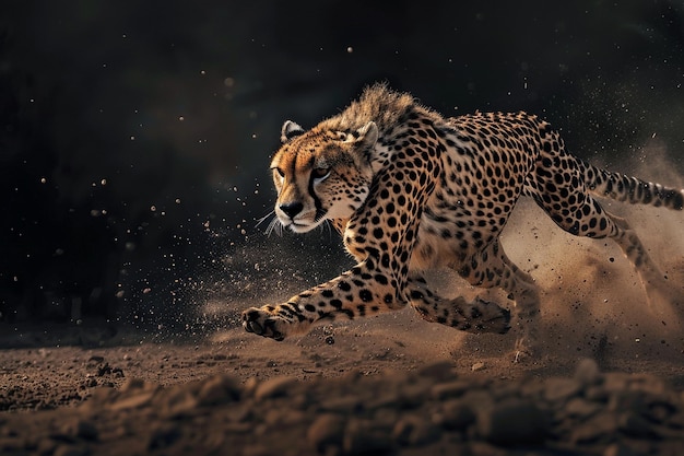 Un moment captivant figé dans le temps comme un guépard