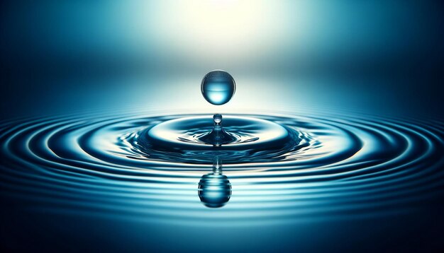 Moment de goutte d'eau sereine avant l'impact Tones bleues