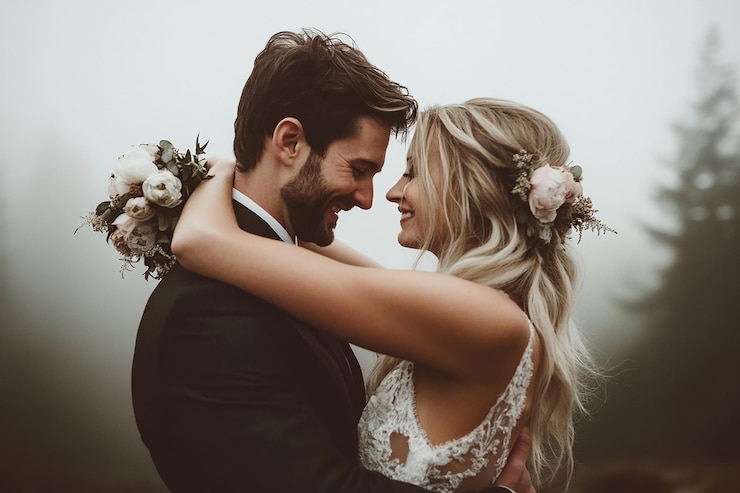 Photo un moment de mariage romantique sur la plage