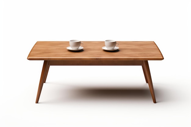 Un moment de sérénité Deux tasses sur une table en bois Sur une surface blanche ou claire Arrière-plan transparent PNG