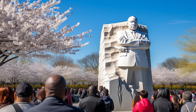 Photo moment solennel au mémorial de martin luther king jr à washington dc avec des personnes