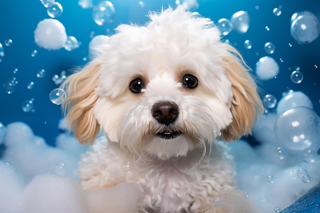 Un moment de spa relaxant à Maltipoo avec de la mousse et des bulles génératives par Ai