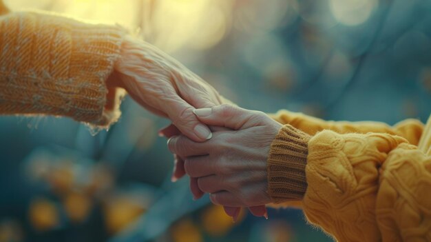 Un moment de tendresse intergénérationnelle avec un fond flou