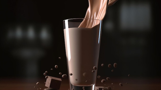 Moments à l'eau à la bouche Le versement d'un milk-shake au chocolat AI générative