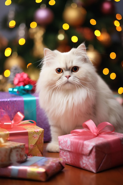 Des moments joyeux Des chats et des arbres de Noël