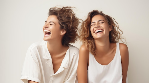 Photo des moments joyeux un sourire de femme partagé avec un ami