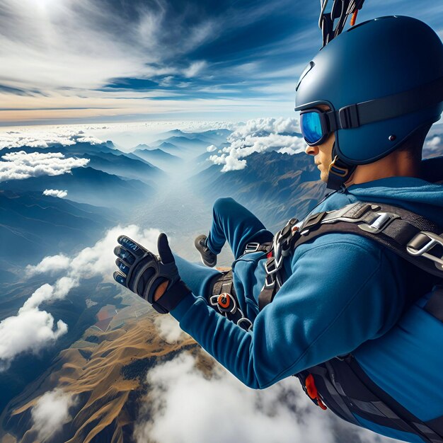 Photo moments de parachutisme congelez la descente palpitante dans des instantanés vivants de vol élevé